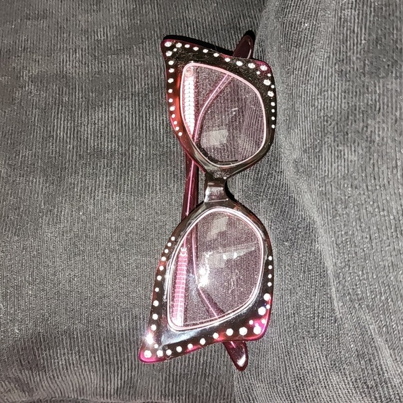 Funky fun plum rhinestone glasses - Picture 4 of 13